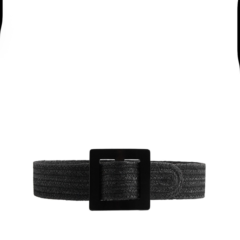 Zara Black Braided Belt with Square Buckle - Picture 2 of 6